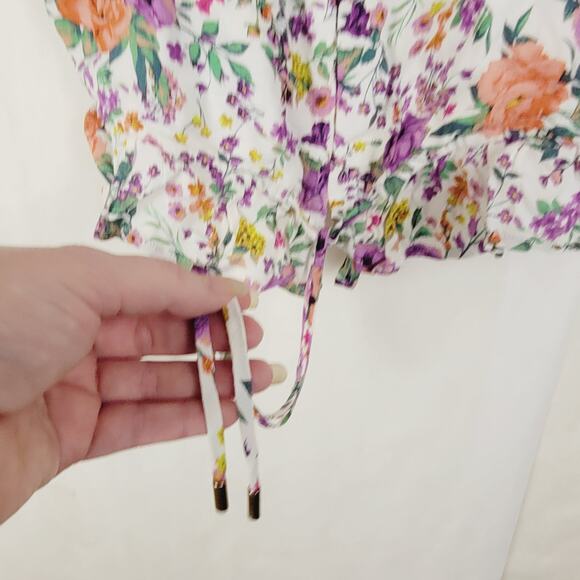 AFRM Perez purple floral ruffled hem corset top sz XL milk maid cottage romantic - Picture 5 of 9